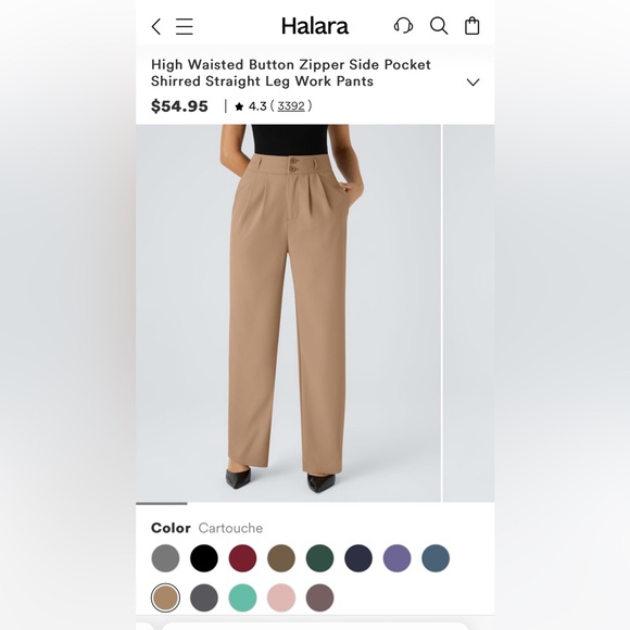 NWT Halara Tan High Waisted Work Pants - Picture 3 of 8